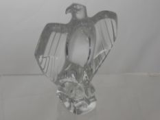 A Baccarat Crystal Figure of an Eagle with wings outstretched.  Etched Baccarat to the base of the