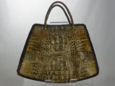 A Vintage Alligator Hand Bag, hand stitched.