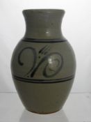 Sidney Tustin for Winchcombe Pottery Vase, of muted decorative blue/grey glaze, impressed marks to