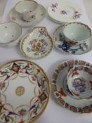 A Quantity of English Porcelain including a Newhall saucer, two miniature plates, a tea bowl and