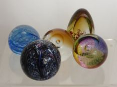 Five Caithness Glass Paperweights, including 'Dancing Sea Horses', 'Kaleidoscope', 'Journey', '