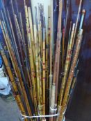 A Large Quantity of Miscellaneous Fly Rods, with Salmon and Trout split cane and fibre glass.