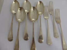 Five Solid Silver Table Spoons, Sheffield hallmark, mm Walker & Hall together with three large