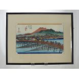 Hiroshige Ando 1797 - 1858 Japanese, A Woodblock Print, from the 100 Famous Views of Endo series, "