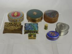 A Quantity of Boxes, including two stamp boxes, three trinket boxes, a thimble box and two small