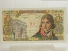 A Rare Banque de France 100 New Francs on 10 000 dated 30th October 1958, Serial nr T.151 27064,