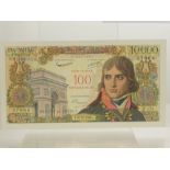 A Rare Banque de France 100 New Francs on 10 000 dated 30th October 1958, Serial nr T.151 27064,