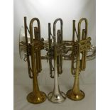 An Excelsior Sonorous Class A Hawkes & Son Tuba, together with three trumpets, makers names Class