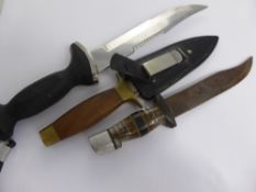 A Collection of Miscellaneous Knives, Sunfish Diving Knife, Commando style knife and a vintage Bowie