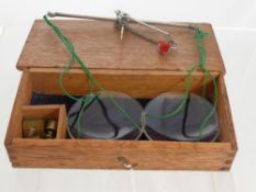 Vintage Apothecary Scales, together with a quantity of weights, in the original box.