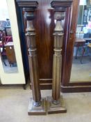 A Pair of Victorian Mahogany Torchere, approx 145 cms.