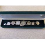 A Silver Vintage Coin Bracelet including USA, UK and Belgium together with an 1896 solid silver