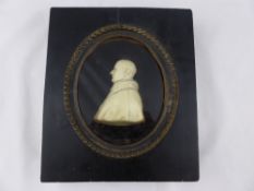 18th Signed Wax Carving of an Italian Priest. The robed figure signed L. Hagloll to base in original