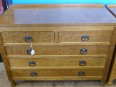 A Sid Pollard Oak Chest of Drawers, the chest having an adzed top benefiting from two short and