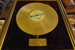 A Gold Disc, presented to Paperlace by EMI Australia, May 1975.