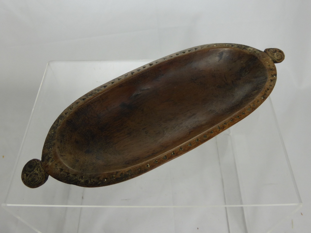 Three Antique Polynesian Hard wood Bowls, with decorative carving to the outside edge. 36 x 13 - Image 2 of 3