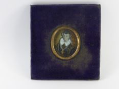A Portrait Miniature on Ivory, depicting Marie Stuart (Queen of Scots), label to verso reads: "