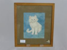 J.L. Pradera '72, an Original Water Colour on paper depicting a cat, the painting signed in pencil