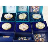 Six Halcyon Days Enamel Boxes including years 1981,1987, 1988, 1989,1990 and 1995 in the original