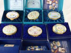 Six Halcyon Days Enamel Boxes including years 1981,1987, 1988, 1989,1990 and 1995 in the original