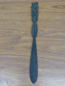An Antique Polynesian Dagger, with decorative carvings to the handle and blade head, approx 52 cms