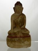 An Antique Marble Carving of Buddha, the carving has evidence of gilding and hand painted