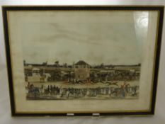 After James Pollard Two Hand Coloured Prints, depicting Ascot Heath Races and Newmarket, framed