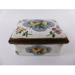 An 18th Century White Enamel Box, hand painted with fruit and flowers, gifted by Miss Henrietta