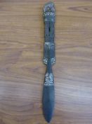 An Antique Polynesian Dagger, with decorative carvings to the handle and blade head, approx 48 cms