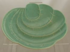 A Large Stylised Leaf Shaped Dish, marked verso "Clarice Cliff, Newport Pottery Co., England".