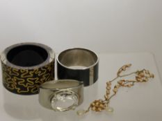 Three Miscellaneous Designer Fashion Cut Bangles, including Zandra, Rhodes, Pringle and Jaegar