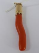 A Lady's Antique Gold Capped Coral Pendant, approx 6 cms Provenance: From a collection belonging