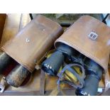 A Pair of Kershaw "The Monarch" Binoculars in leather case, the case inscribed "C H Mullins,
