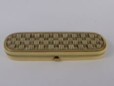 An Early 19th Century Ivory Toothpick Holder, of oblong form with decorative basket weave pique