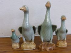 Four Chinese Celadon Graduated Runner Ducks.