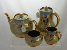 A Sadler "Lustreware" Tea Set, comprising tea pot, water jug, sugar bowl and milk jug together