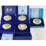 Five Bilston & Battersea Enamel Boxes, including years 1977, 1978, 1979, 1980 and 1981 in the