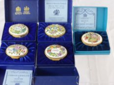 Five Bilston & Battersea Enamel Boxes, including years 1977, 1978, 1979, 1980 and 1981 in the