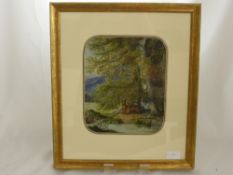 Karl Haunold, Water Colour of "Roe Deer Under a Beech Tree" monogrammed and dated 1891, 26 x 22 cms.