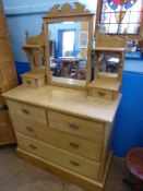 A Vintage Pine Mirrored Chest of Drawers, the chest having two short and two long drawers with