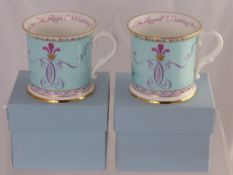 A Pair of English Bone China Mugs commemorating the marriage of Prince Charles and Camilla Parker-