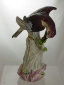 An Antique Porcelain Figure of a Jay Bird, the figure signed A.R. impressed mark 20 1591, 32 cms