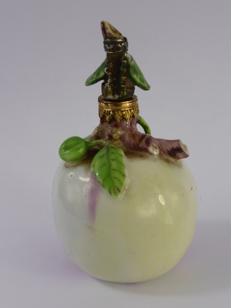 A Circa 1750 Hand Painted Chelsea Scent Bottle, the fine porcelain scent bottle takes the form of - Image 3 of 5