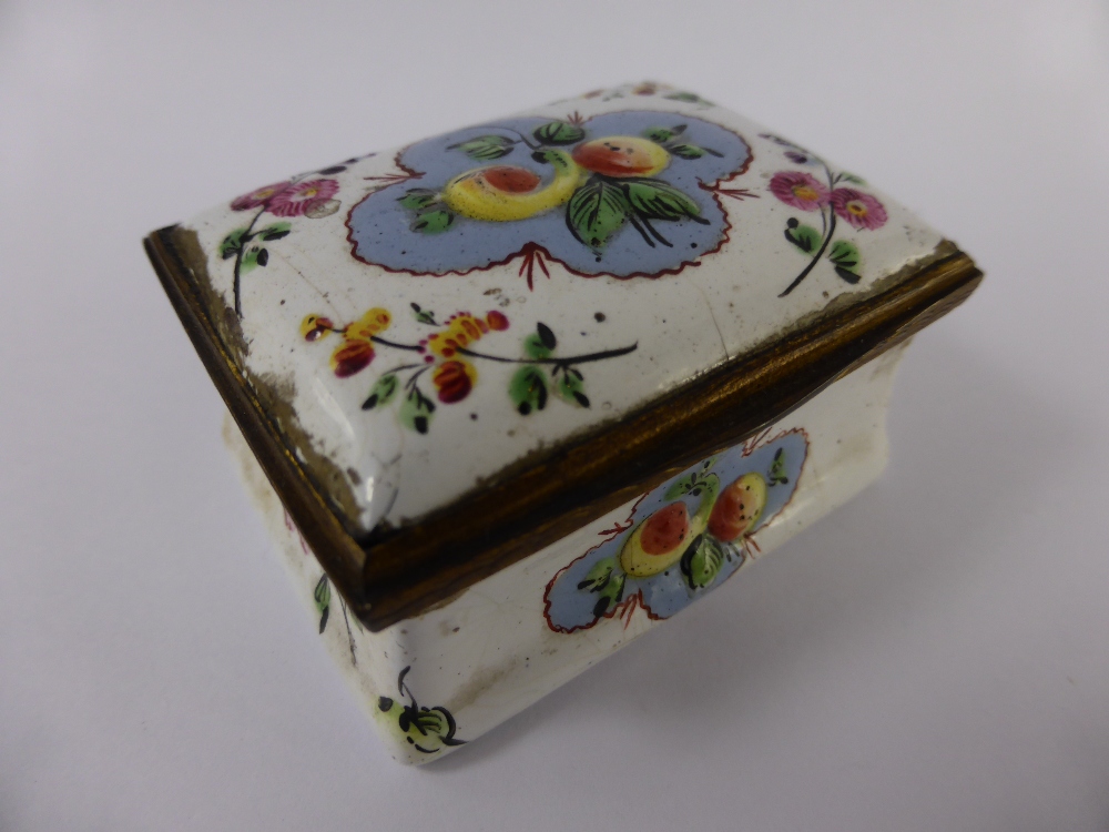 An 18th Century White Enamel Box, hand painted with fruit and flowers, gifted by Miss Henrietta - Image 2 of 2