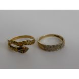 A Lady's 9 ct Gold and Diamond Ring, size Q wt 1.8 gms together with an 18 ct gold and enamel