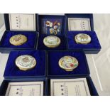 Five Halcyon Days Enamel Boxes, including years 1982, 1983, 1984, 1985 and 1986 in the original