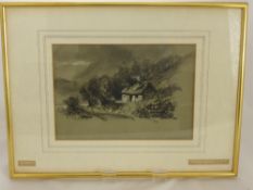 A chalk study entitled "Highland Cottage near Fort William", approx 26 x 18 cms signed W. Bennett.