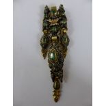 An Antique Continental 18 ct Gold, Silver, Emerald  Clip Pendant, having floral worked design with
