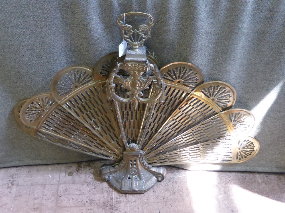 A Vintage Brass Fireside Stand, approx 71 cms high x 94 cms wide.