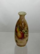 A Royal Worcester style vase, hand painted with fruit, signed Bunefar approx 13 cms high.